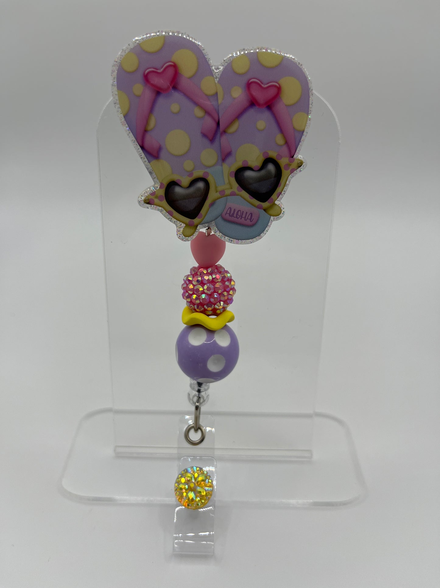 Flip Flops and Sun Glasses- Purple Polka Dot