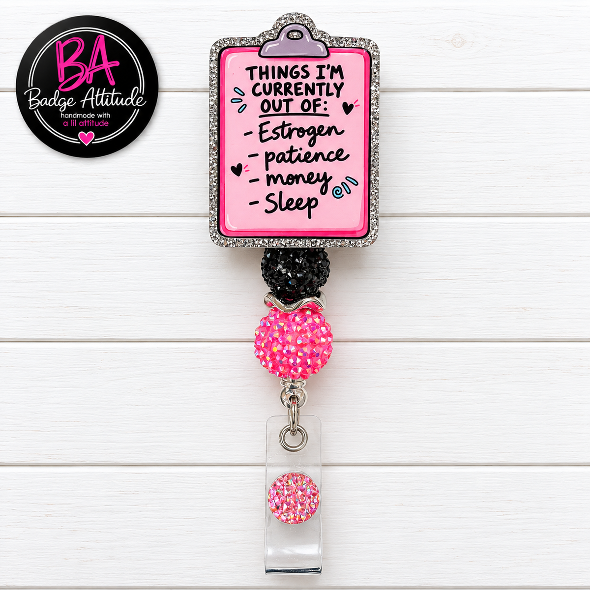 Things I Am Currently Out Of. ID Holder Retractable Badge Reel Cute Handmade
