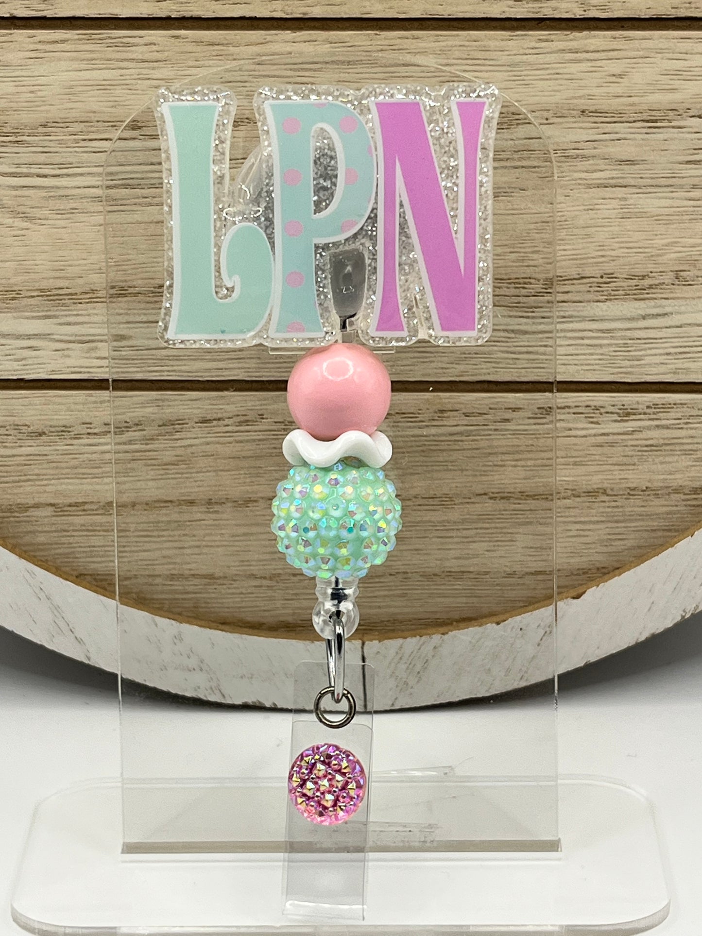 LPN- Green and Pink Polka Dot
