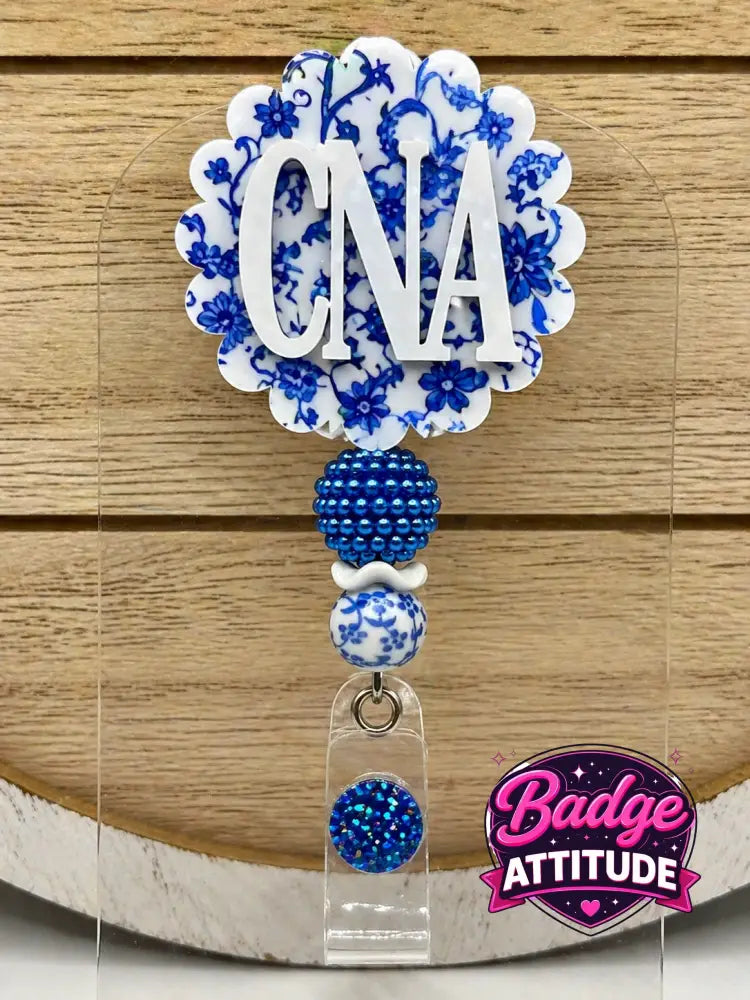 (2D) CNA- Blue Floral - With Beads