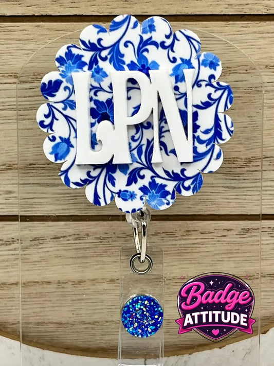 (2D) LPN- Blue Floral - Without Beads