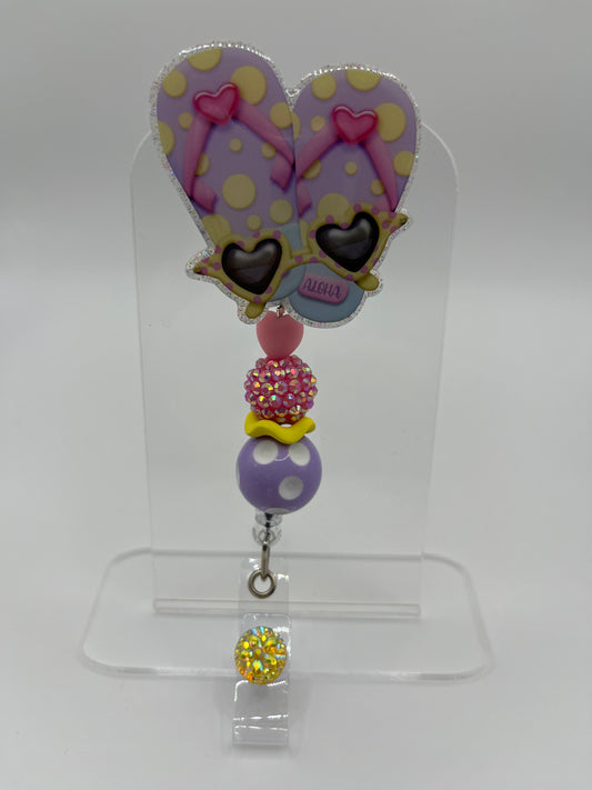 Flip Flops and Sun Glasses- Purple Polka Dot