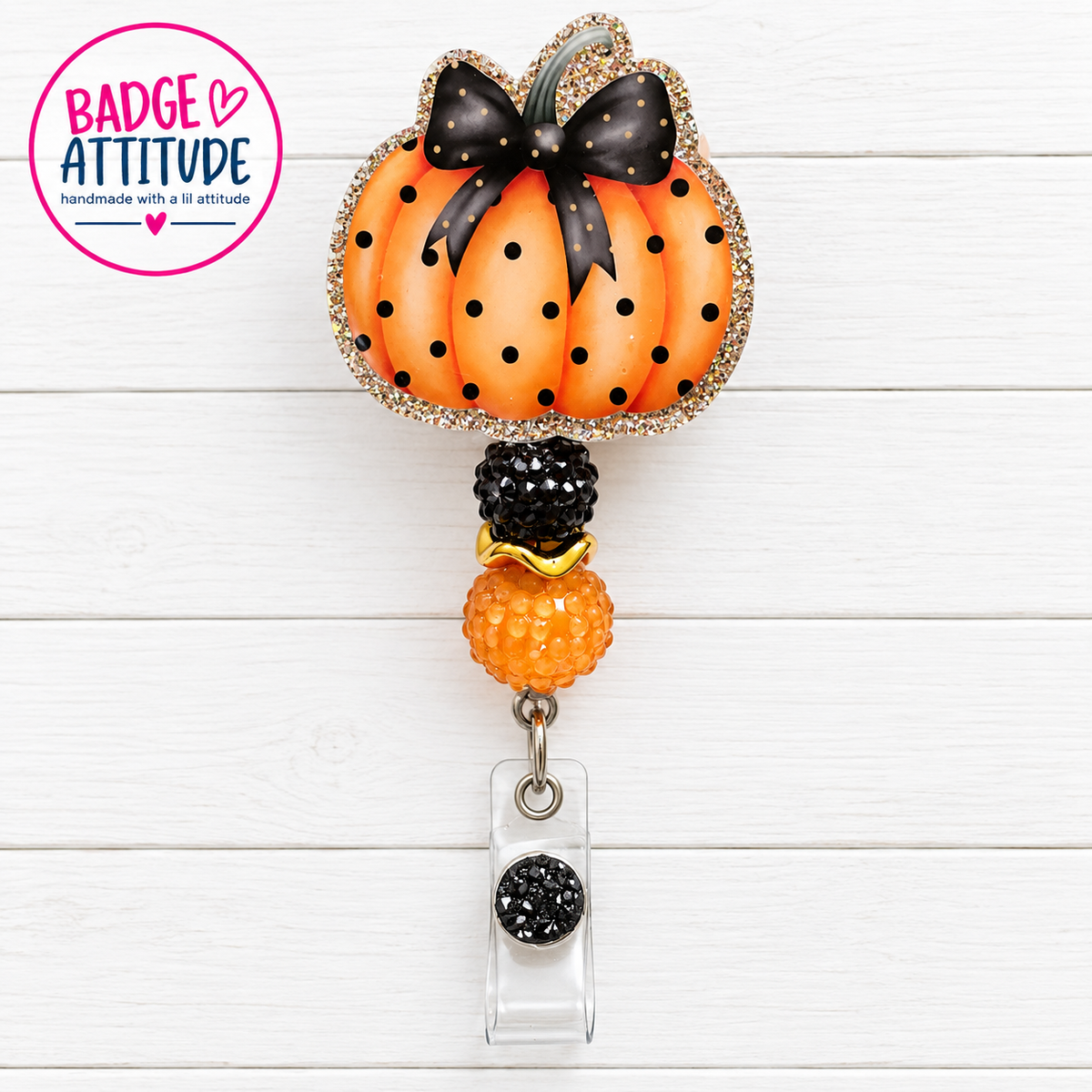 Pumpkin-Orange and Black Polka Dots