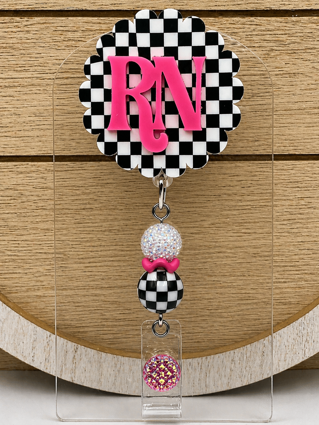 (2D) RN- Pink and Black and White Checkered